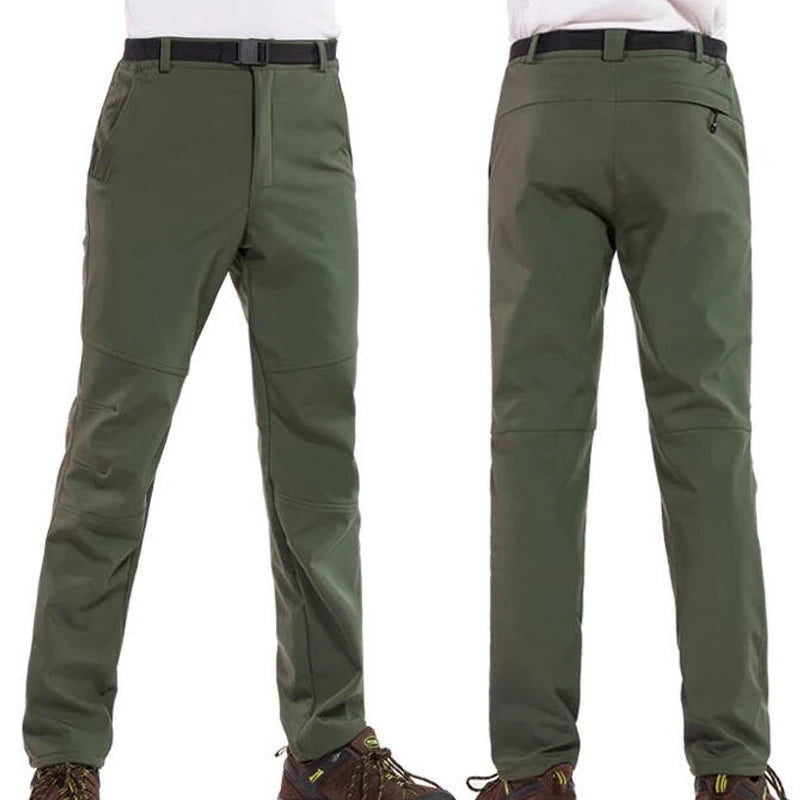 Winter Pants Soft Shell Waterproof Windproof Fleece Pants Men Sports Outdoor Trekking Camping Hiking Mountain Skiing Trousers