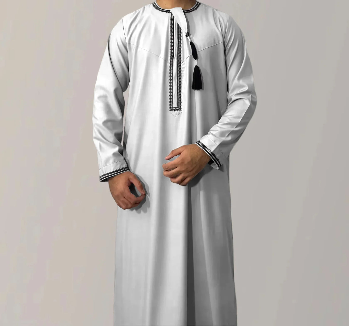 Aman Abaya Jubba Thobe for Men Saudi Arab Kaftan Muslim Men Long Sleeve Pullover Dress Rayer Robe Afghan Male Islam Clothing