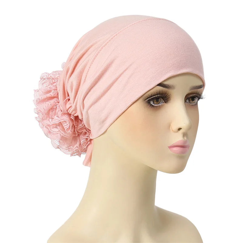 Ramadan Islamic Muslim Modal Cotton Underscarf Plain Lace Floral Wrinkle Hijab Head Scarves Tie Rope Turbans Head Bonne Caps