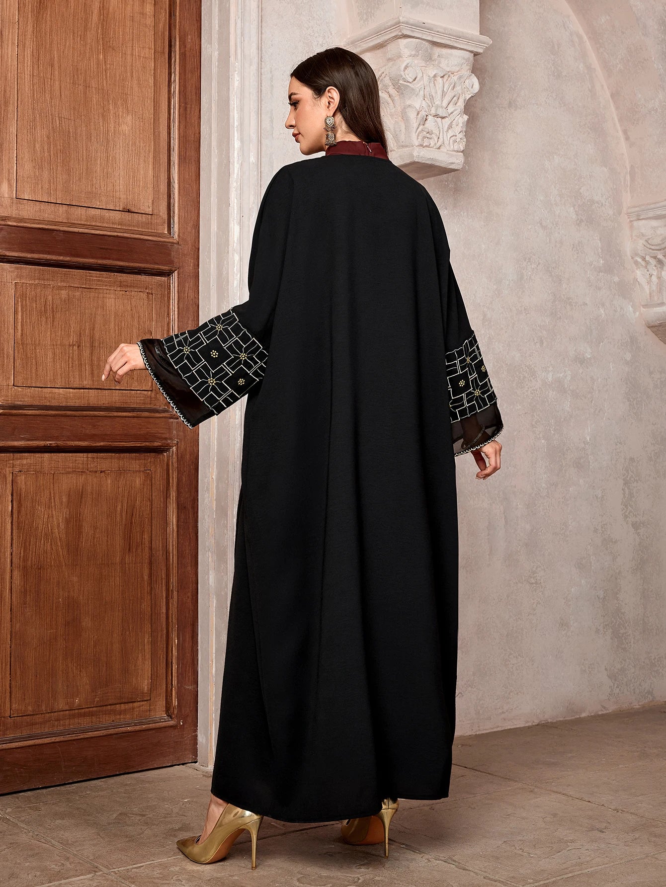 Muslim women Arabic Dubai Abaya Embroidery Long Dress Kaftan Modest Robe Femme Islam African Solid Soft Maxi Dresses Clothing 