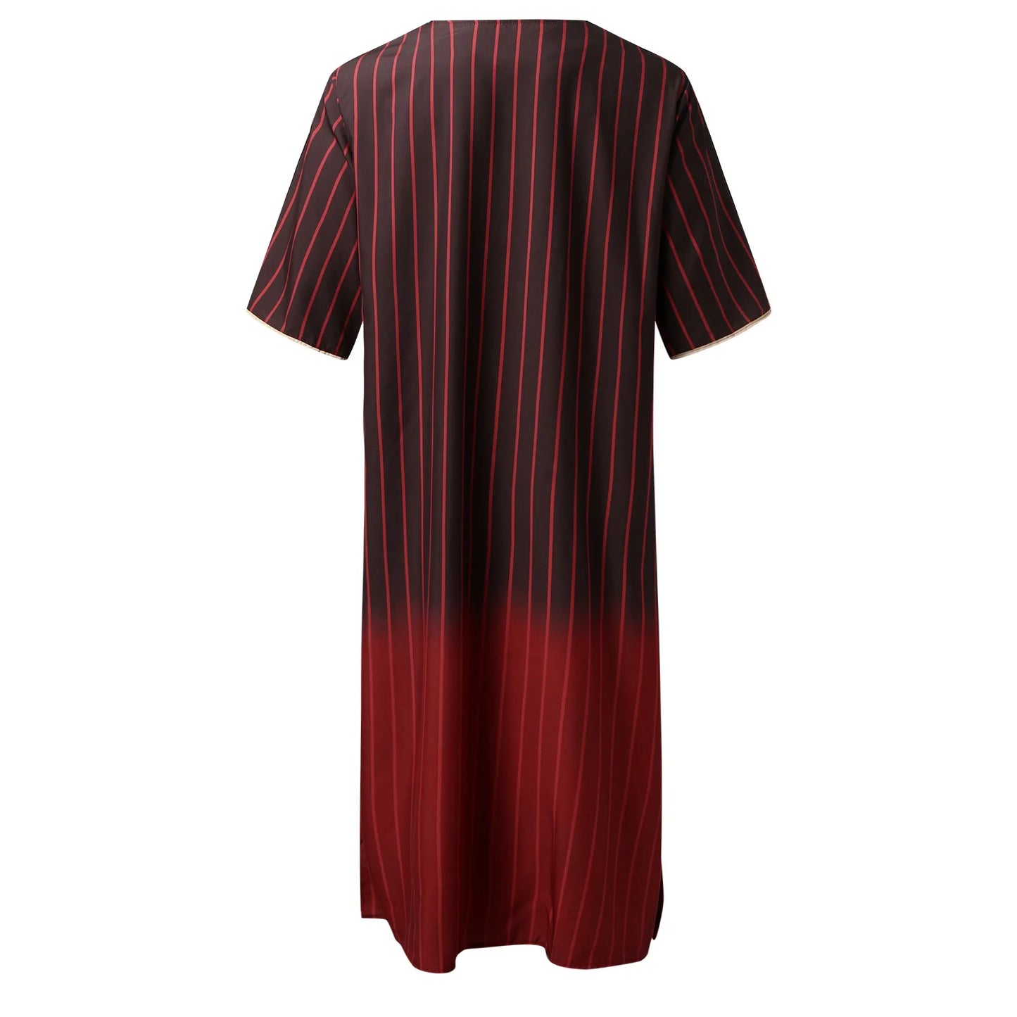 Kaftan Summer Middle Eastern Men's Arab Robe Loose V-neck Short Sleeved Printed Men's Muslim Clothing Islamic Clothing Kaftan