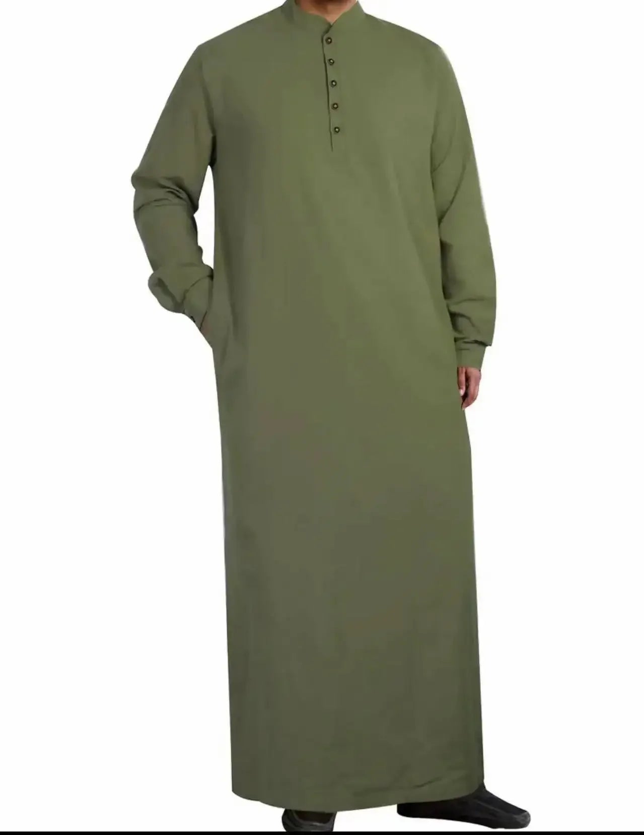 Muslim Robe Men Stand Collar Button Robe Saudi Arabia Kaftan Musulman Abaya Qamis Caftan Fashion Islam Dress Eid S-3XL 2024 New