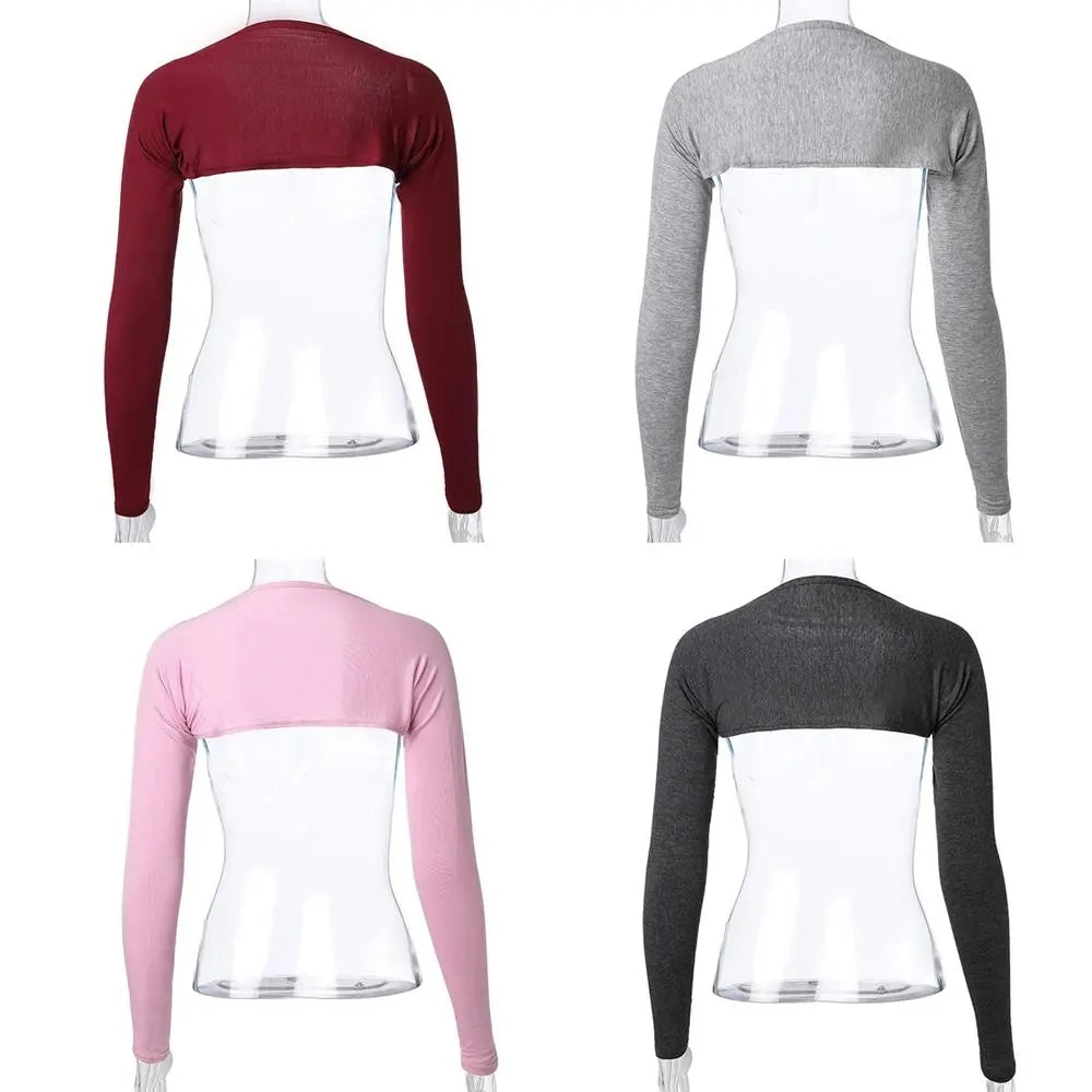 Women Muslim Long Shoulder Sleeves Shawl Arm Cover Undershirt Bodysuit Shrug Crop Top Modal Islamic Hijab Accessories