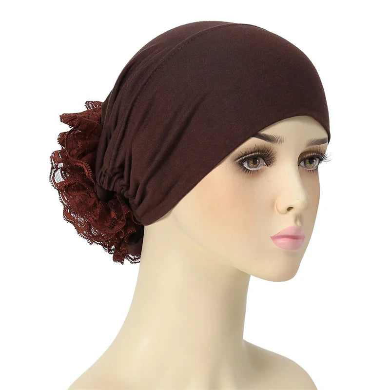 Ramadan Islamic Muslim Modal Cotton Underscarf Plain Lace Floral Wrinkle Hijab Head Scarves Tie Rope Turbans Head Bonne Caps