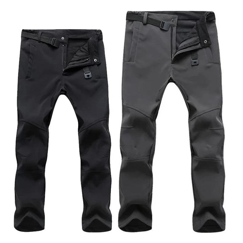 Winter Pants Soft Shell Waterproof Windproof Fleece Pants Men Sports Outdoor Trekking Camping Hiking Mountain Skiing Trousers