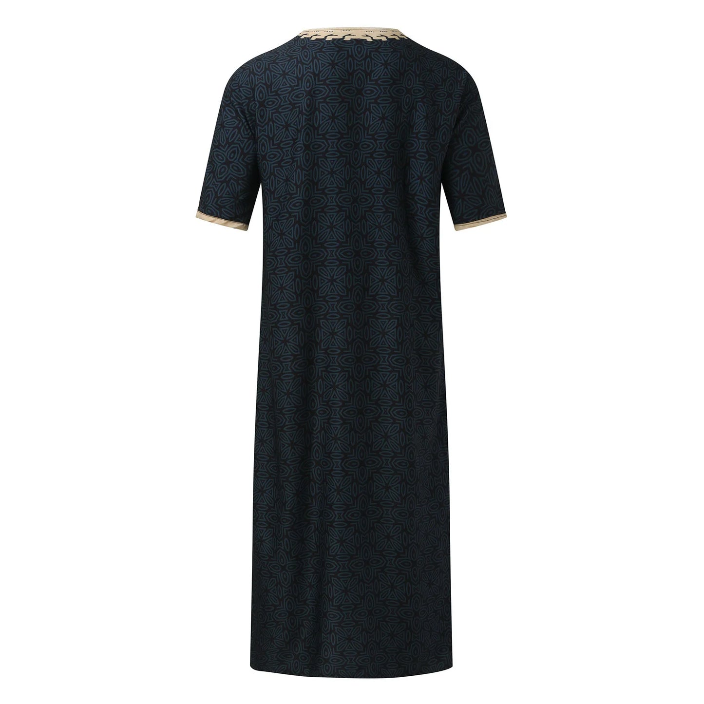 Kaftan Summer Middle Eastern Men's Arab Robe Loose V-neck Short Sleeved Printed Men's Muslim Clothing Islamic Clothing Kaftan