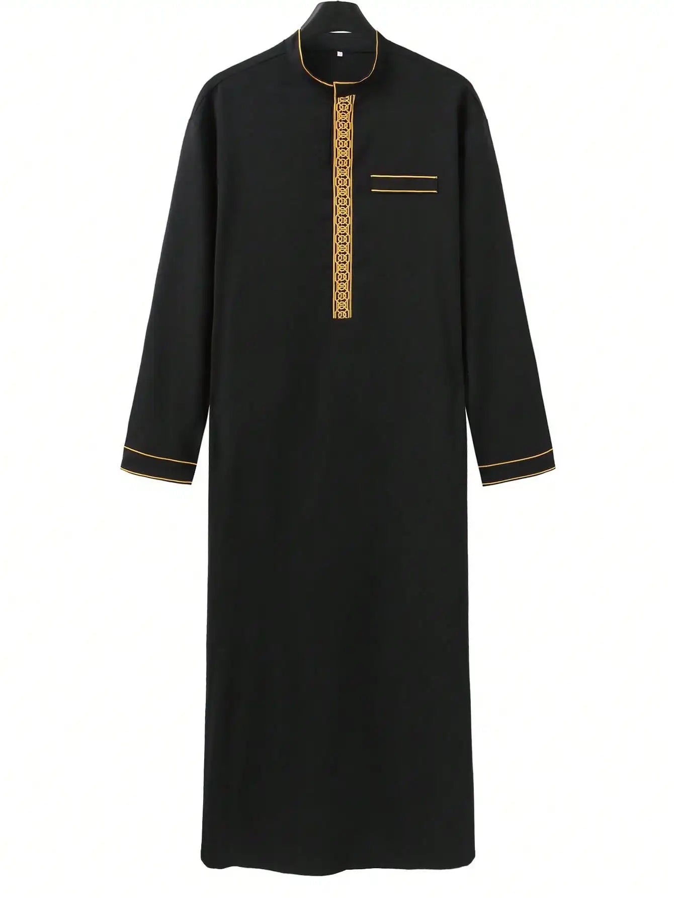 2025Islamic muslim Arabic men's robe long sleeve embroidered stand collar arabian thobe for men