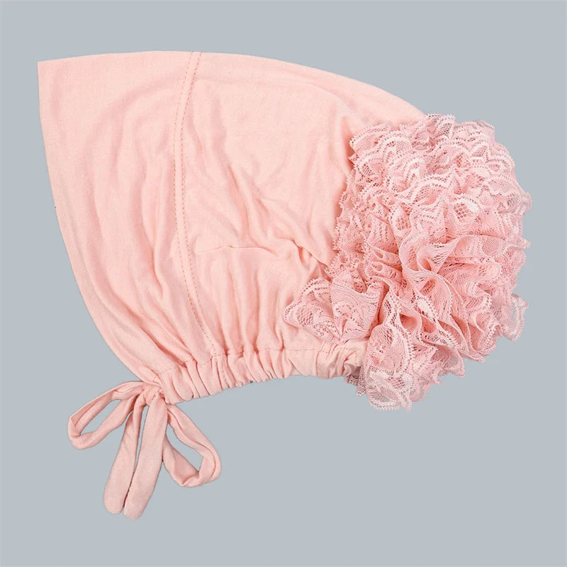 Ramadan Islamic Muslim Modal Cotton Underscarf Plain Lace Floral Wrinkle Hijab Head Scarves Tie Rope Turbans Head Bonne Caps