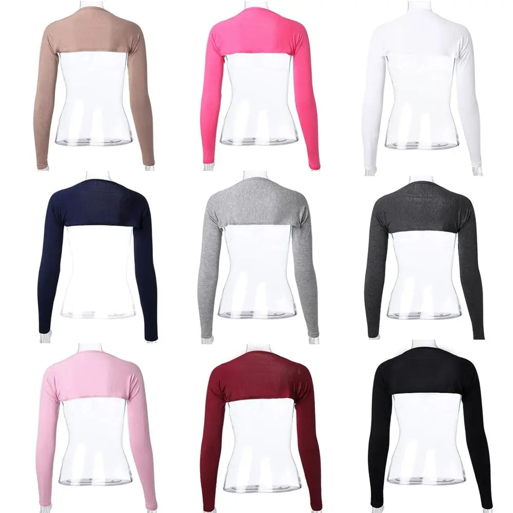 Women Muslim Long Shoulder Sleeves Shawl Arm Cover Undershirt Bodysuit Shrug Crop Top Modal Islamic Hijab Accessories