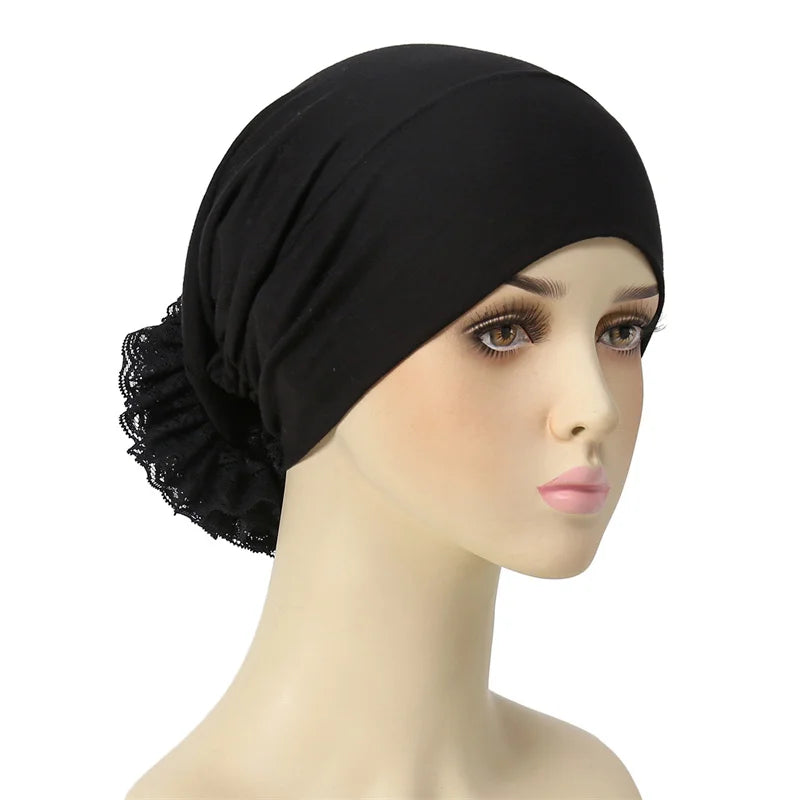 Ramadan Islamic Muslim Modal Cotton Underscarf Plain Lace Floral Wrinkle Hijab Head Scarves Tie Rope Turbans Head Bonne Caps