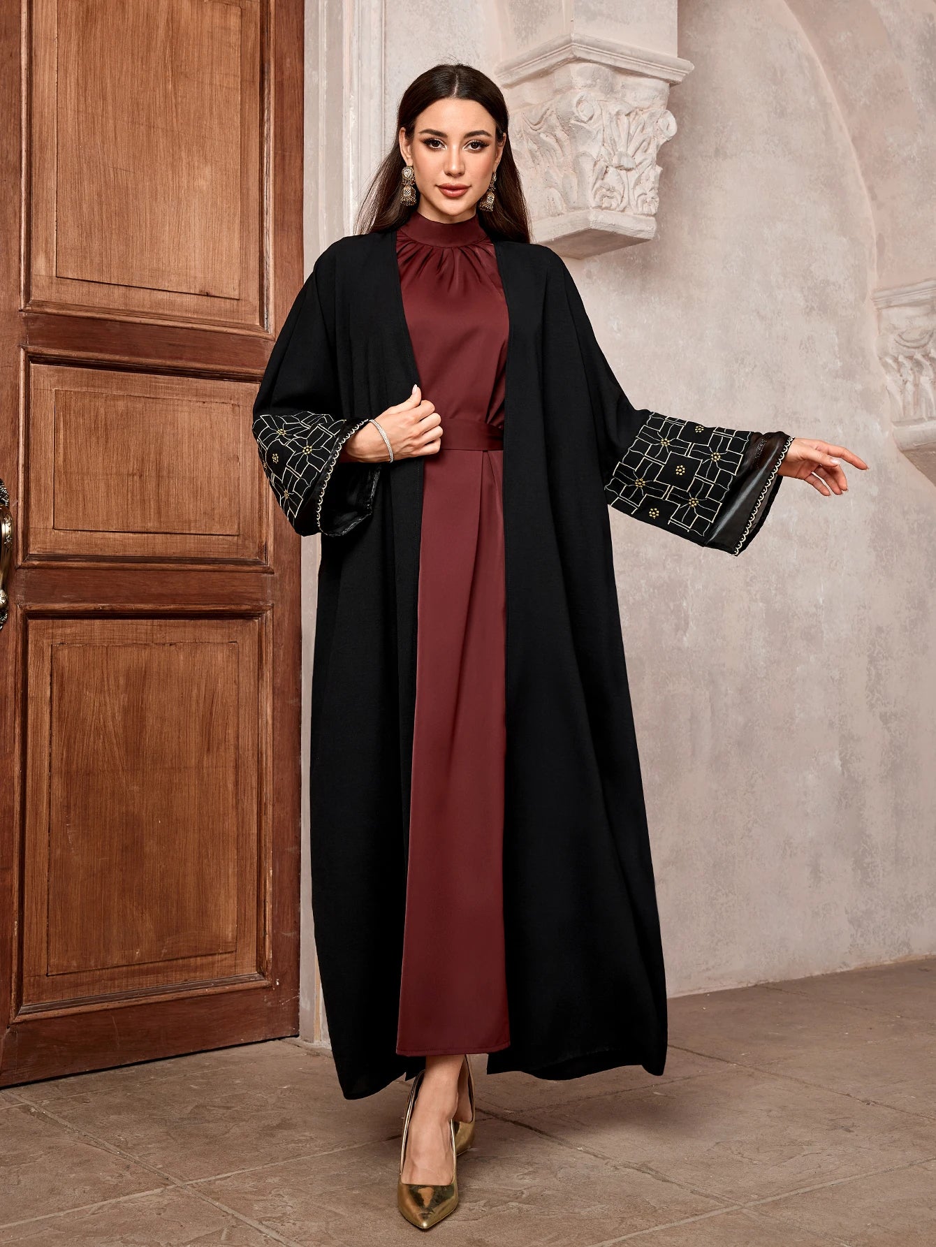 Muslim women Arabic Dubai Abaya Embroidery Long Dress Kaftan Modest Robe Femme Islam African Solid Soft Maxi Dresses Clothing 