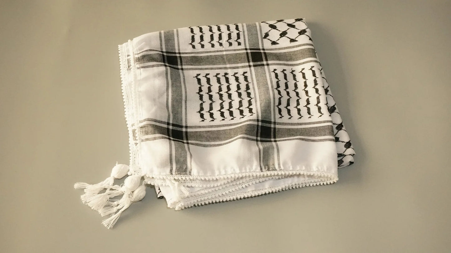 Islamic Print Scarf Unisex Lightweight Plaid Men Women Tassel Arab Desert Shemagh KeffIyeh Scarf Shawl Hijab Wrap Pashmina sjaal