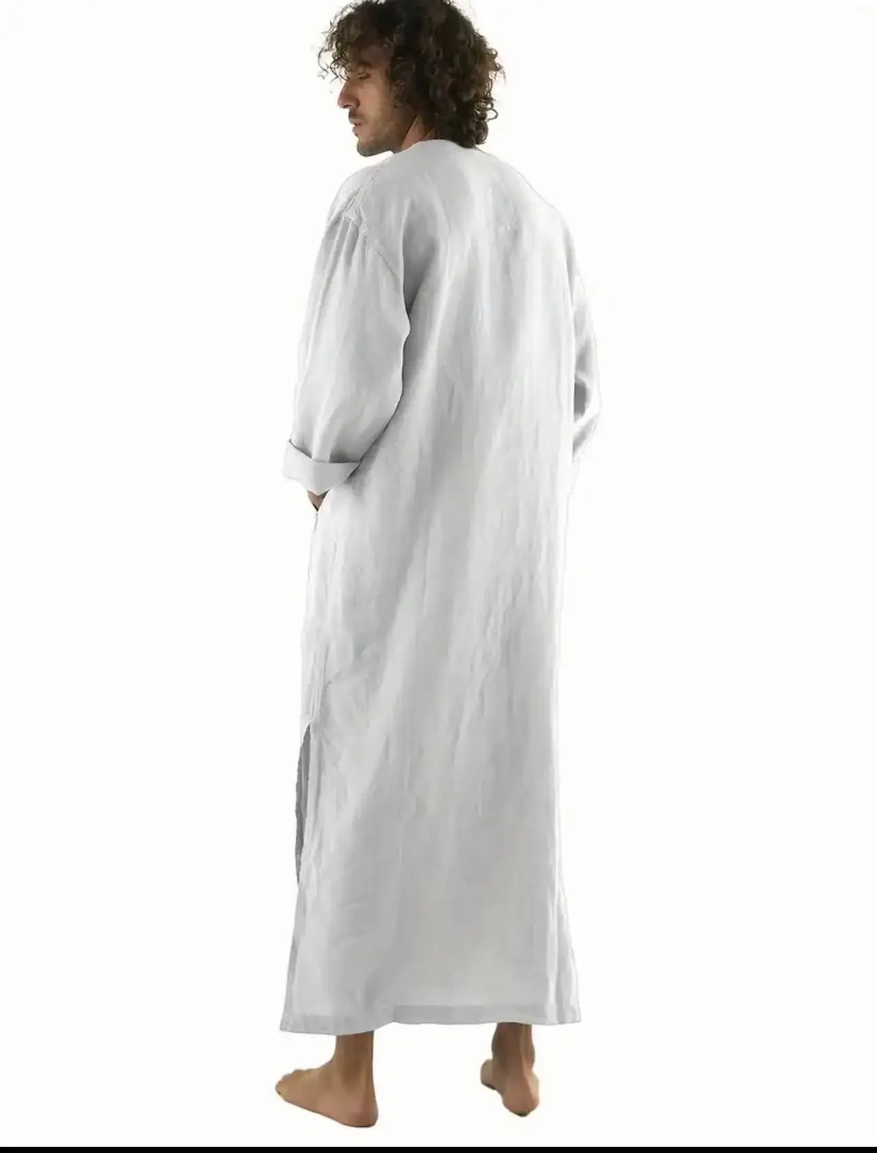 Muslim Robe Men Stand Collar Button Robe Saudi Arabia Kaftan Musulman Abaya Qamis Caftan Fashion Islam Dress Eid S-3XL 2024 New