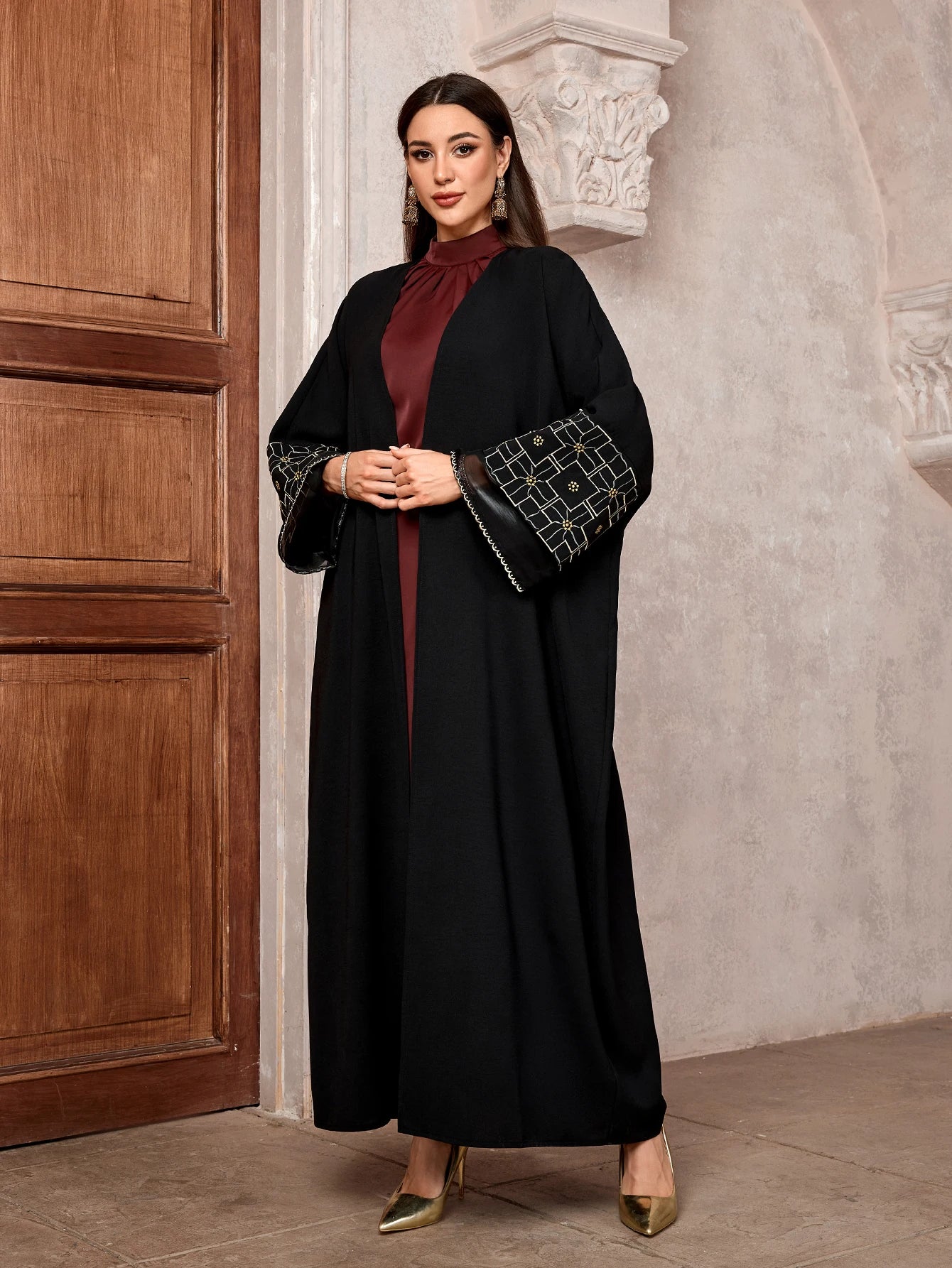 Muslim women Arabic Dubai Abaya Embroidery Long Dress Kaftan Modest Robe Femme Islam African Solid Soft Maxi Dresses Clothing 