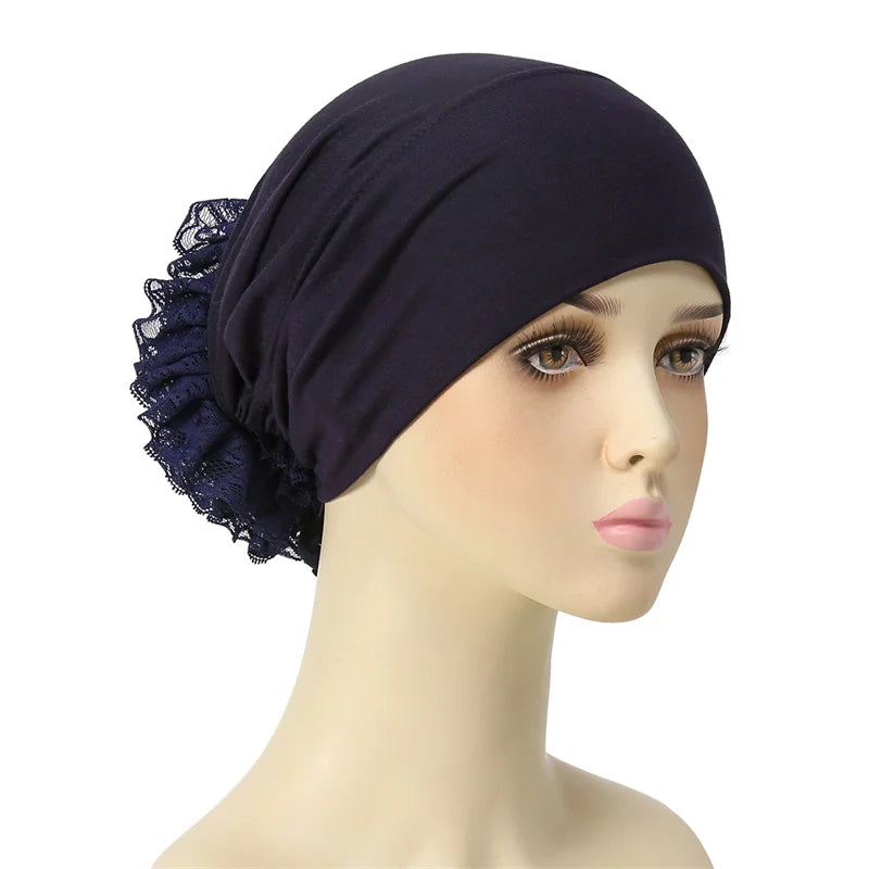 Ramadan Islamic Muslim Modal Cotton Underscarf Plain Lace Floral Wrinkle Hijab Head Scarves Tie Rope Turbans Head Bonne Caps