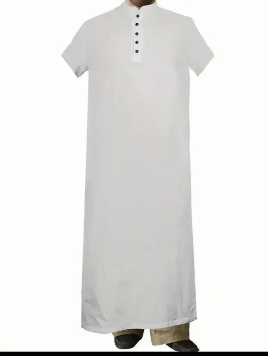 Muslim Robe Men Stand Collar Button Robe Saudi Arabia Kaftan Musulman Abaya Qamis Caftan Fashion Islam Dress Eid S-3XL 2024 New