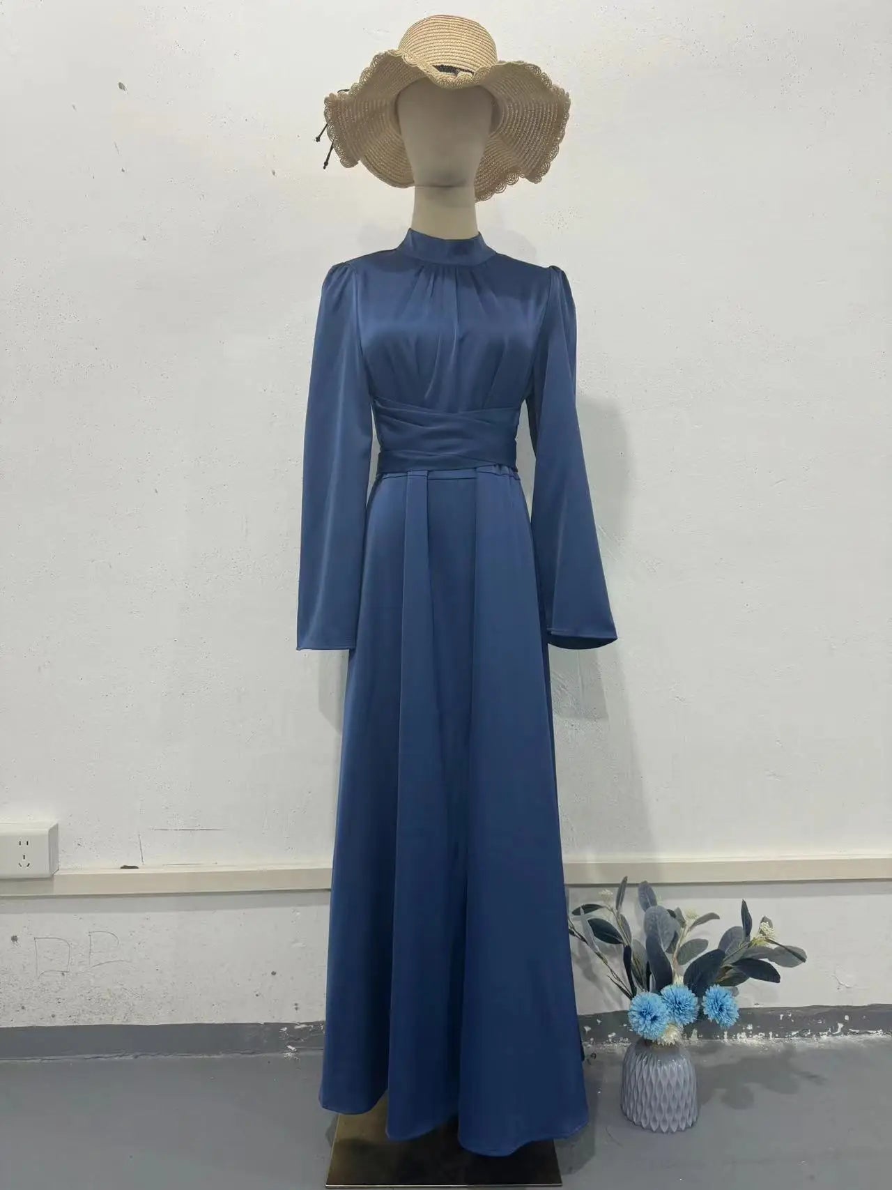 Eid Muslim Party Dress for Women Abaya Morocco Satin Dresses Ramadan Lace-up Abayas Kaftan Islam Dubai Arab Long Robe
