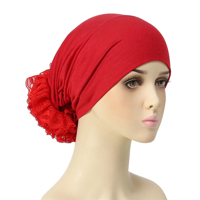 Ramadan Islamic Muslim Modal Cotton Underscarf Plain Lace Floral Wrinkle Hijab Head Scarves Tie Rope Turbans Head Bonne Caps