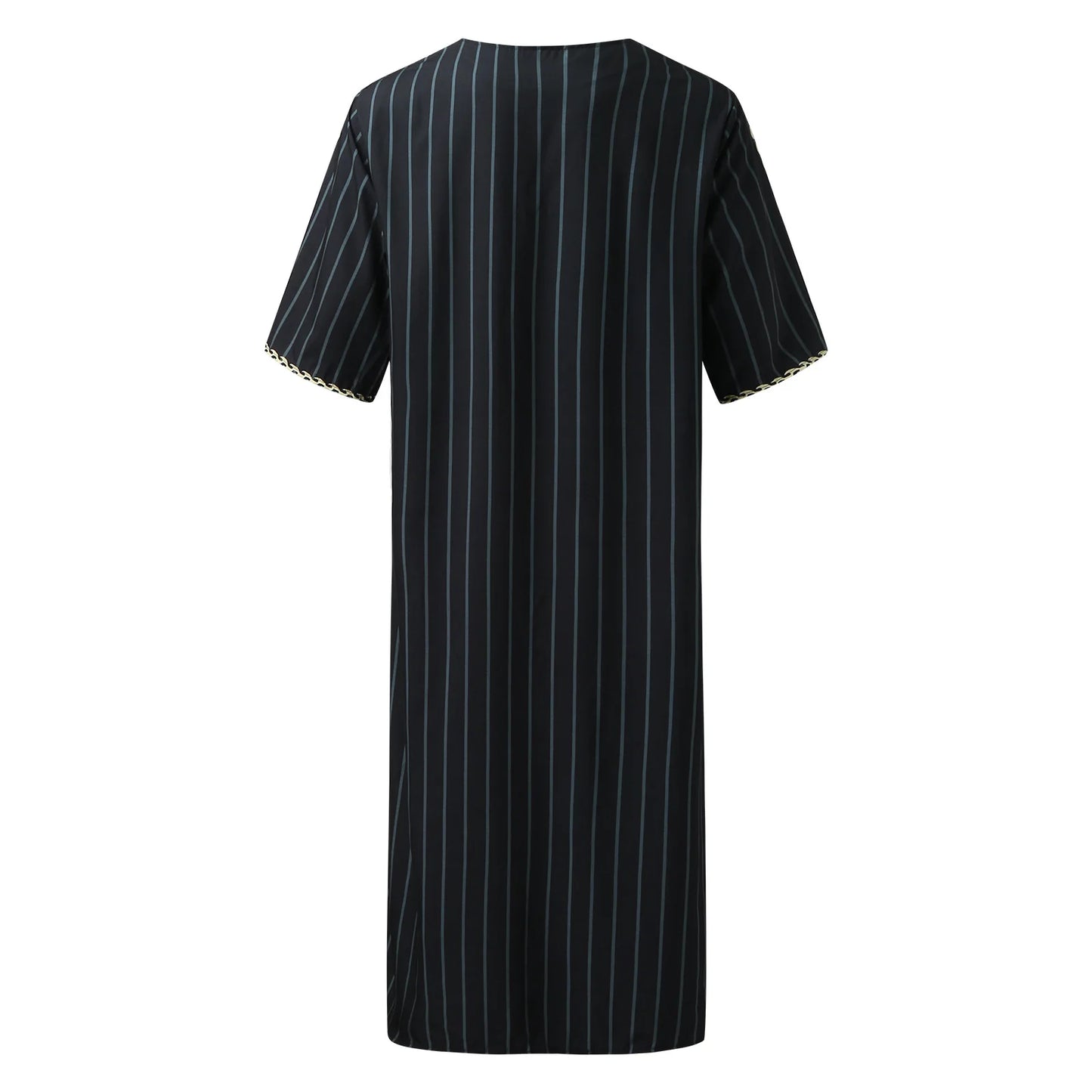 Kaftan Summer Middle Eastern Men's Arab Robe Loose V-neck Short Sleeved Printed Men's Muslim Clothing Islamic Clothing Kaftan
