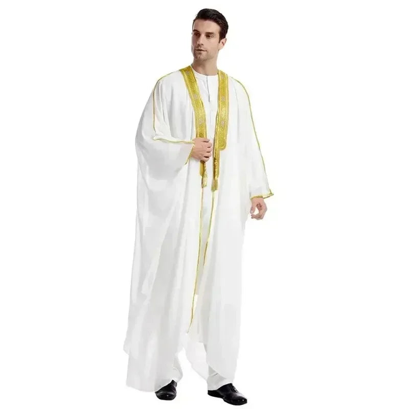 Men Kebaya Open Muslim Kimono Abaya Turkey Arabic Islam Djellaba Homme Robe Musulmane Hombre Ramadan Abayas for Prayer Clothes