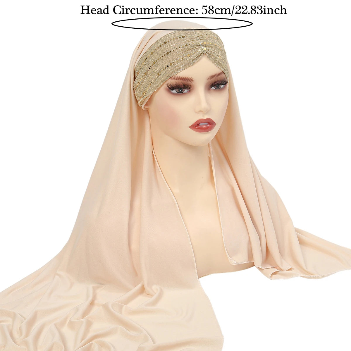 New Muslim Women Khimar Sequin Hijab Cross Forehead Scarf Headwrap Islamic Clothing Headscarf Amira Headband Turbante Mujer