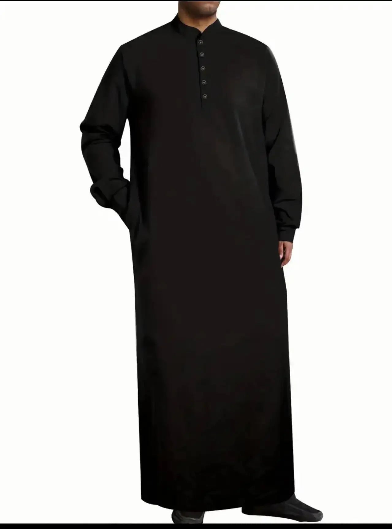 Muslim Robe Men Stand Collar Button Robe Saudi Arabia Kaftan Musulman Abaya Qamis Caftan Fashion Islam Dress Eid S-3XL 2024 New