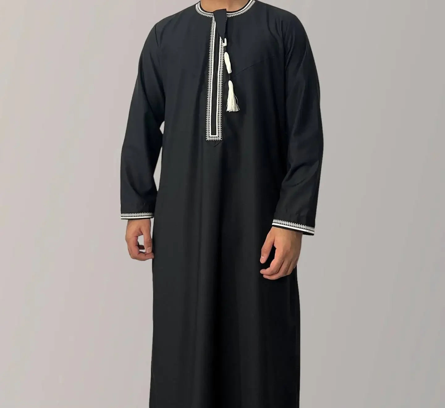 Aman Abaya Jubba Thobe for Men Saudi Arab Kaftan Muslim Men Long Sleeve Pullover Dress Rayer Robe Afghan Male Islam Clothing