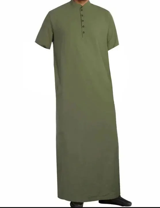 Muslim Robe Men Stand Collar Button Robe Saudi Arabia Kaftan Musulman Abaya Qamis Caftan Fashion Islam Dress Eid S-3XL 2024 New