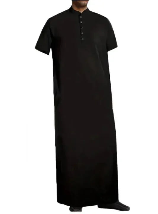Muslim Robe Men Stand Collar Button Robe Saudi Arabia Kaftan Musulman Abaya Qamis Caftan Fashion Islam Dress Eid S-3XL 2024 New