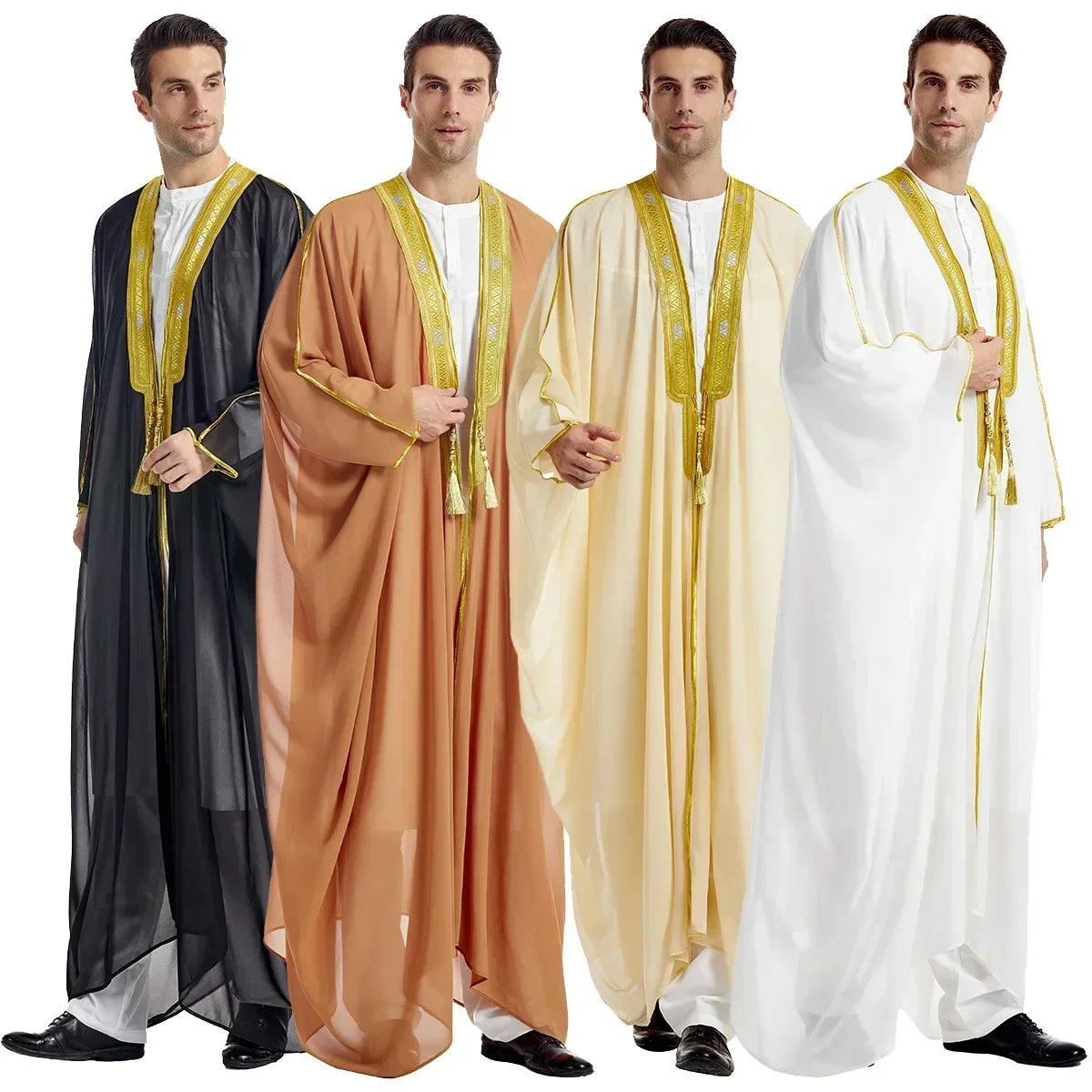 Men Kebaya Open Muslim Kimono Abaya Turkey Arabic Islam Djellaba Homme Robe Musulmane Hombre Ramadan Abayas for Prayer Clothes