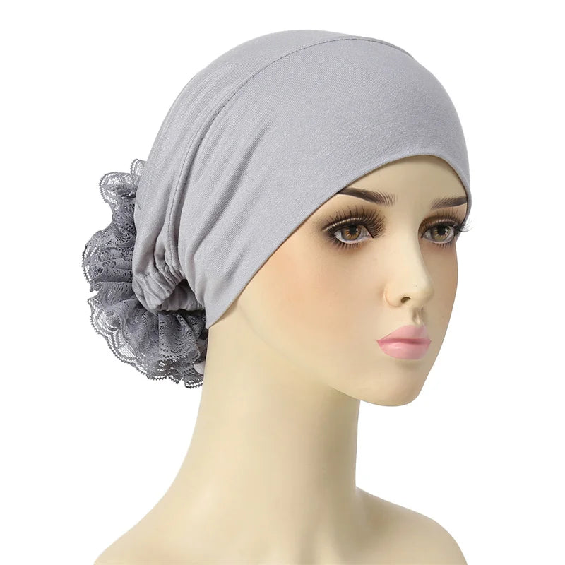 Ramadan Islamic Muslim Modal Cotton Underscarf Plain Lace Floral Wrinkle Hijab Head Scarves Tie Rope Turbans Head Bonne Caps