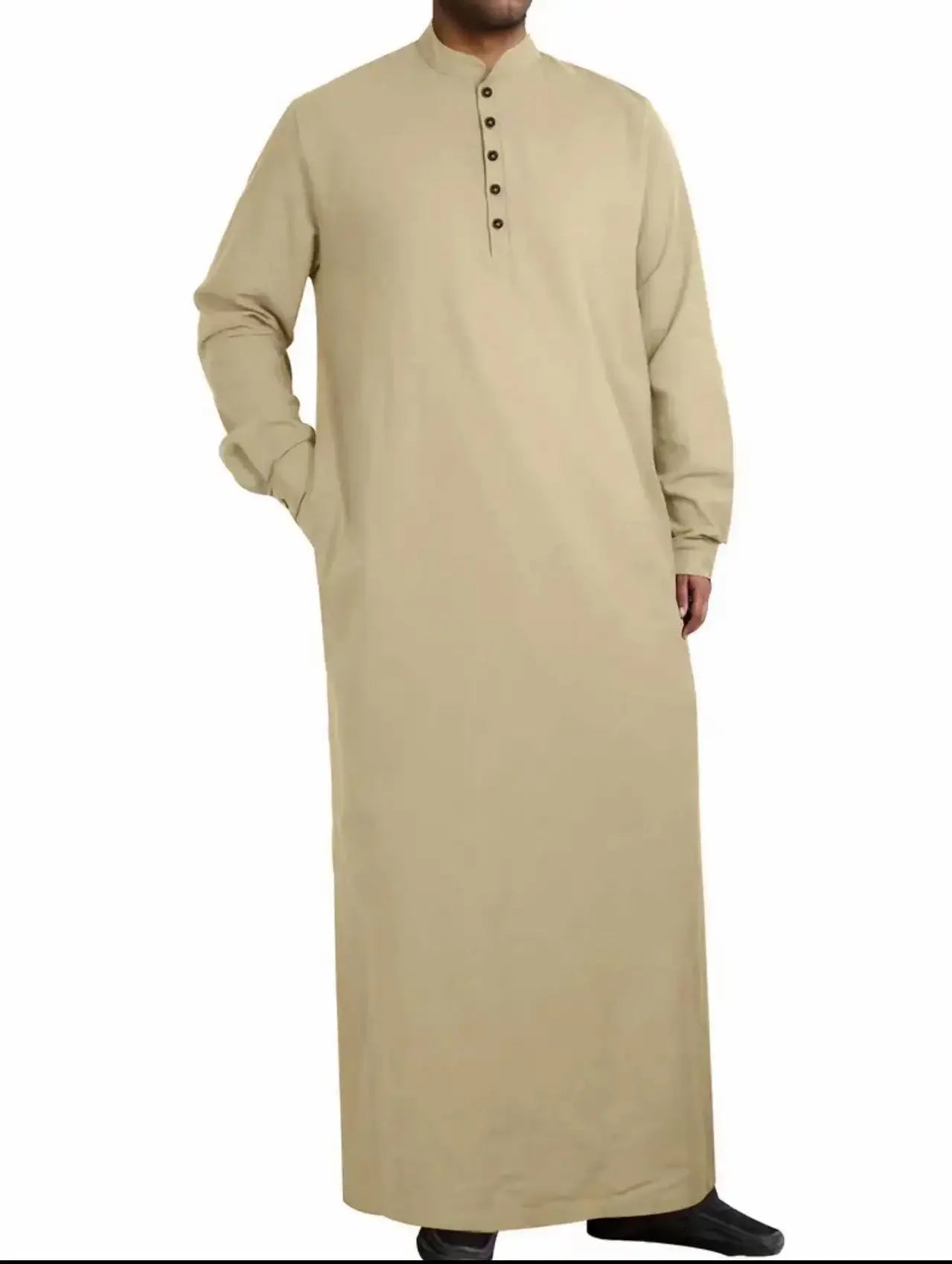 Muslim Robe Men Stand Collar Button Robe Saudi Arabia Kaftan Musulman Abaya Qamis Caftan Fashion Islam Dress Eid S-3XL 2024 New