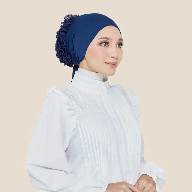 Ramadan Islamic Muslim Modal Cotton Underscarf Plain Lace Floral Wrinkle Hijab Head Scarves Tie Rope Turbans Head Bonne Caps