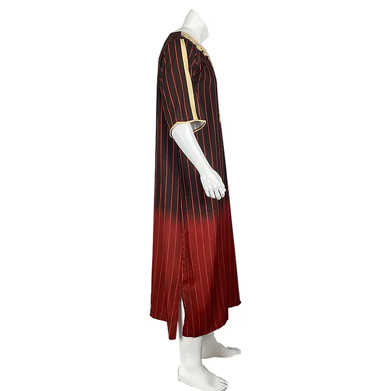 Kaftan Summer Middle Eastern Men's Arab Robe Loose V-neck Short Sleeved Printed Men's Muslim Clothing Islamic Clothing Kaftan