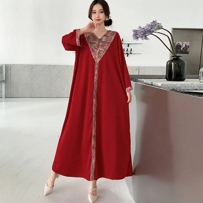 New Muslim Abayas For Women Long Sleeved Dress Dubai Lady Elegant Long Dress Islam Clothing African Abaya Loose Robe With Turban