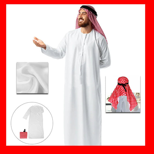 Arabic Red Turban Clothing Scarf Desert Costume for Men Dubai Cosplay Aldult for Men Ethnic Clothes Cosplay Dubai Middle East