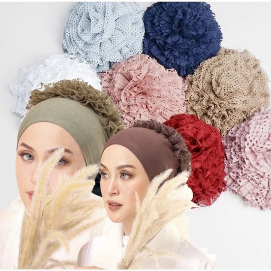 Ramadan Islamic Muslim Modal Cotton Underscarf Plain Lace Floral Wrinkle Hijab Head Scarves Tie Rope Turbans Head Bonne Caps