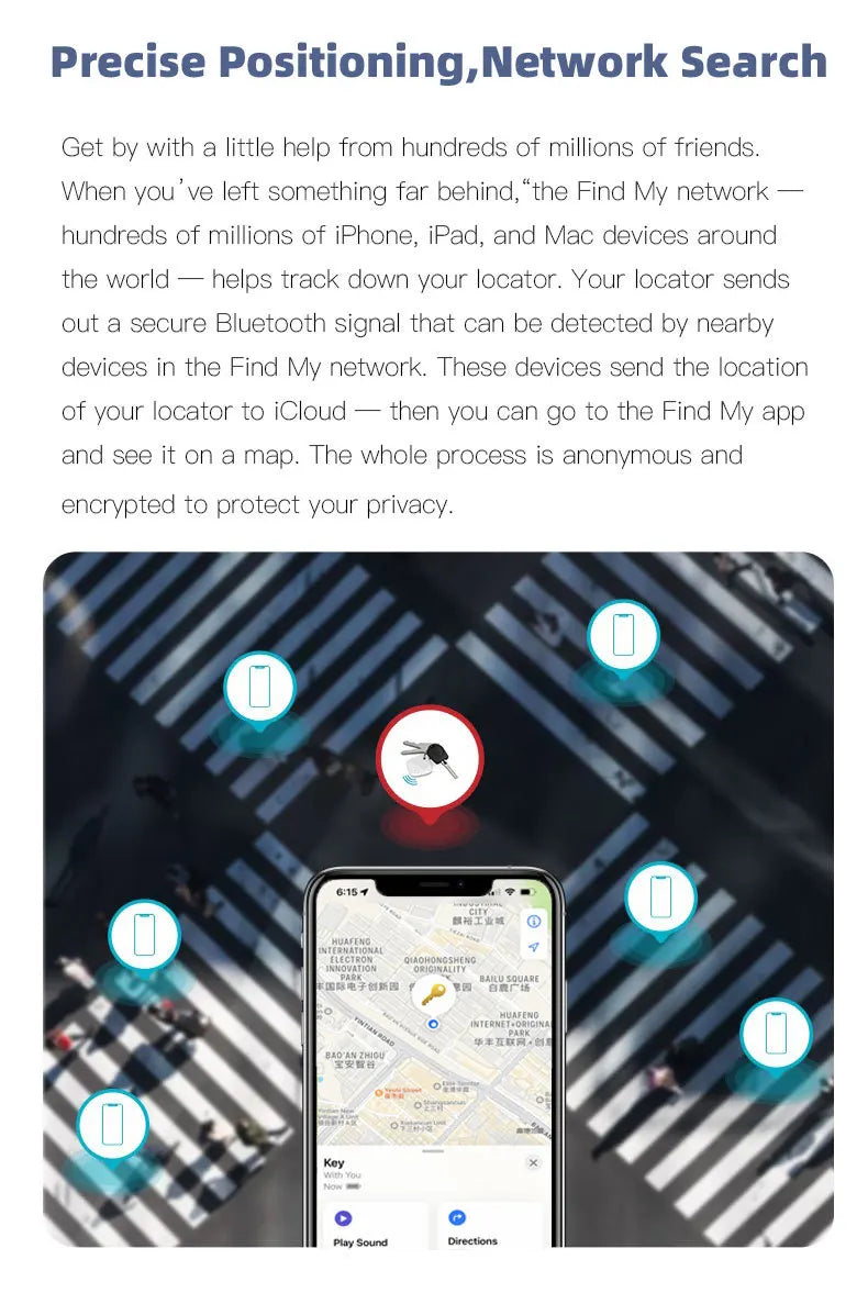 Bluetooth Mini Tracking Device for Apple Find My APP Smart Tag Kid Pet Car GPS Lost Tracker Anti-Lost Alarm Reminder Positioner