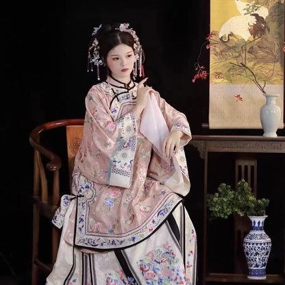 Late Qing Dynasty Ethnic Clothing Heavy Industry Printing Han Women's Hanfu Horse Face Skirt Girls Classic Summer Thin
