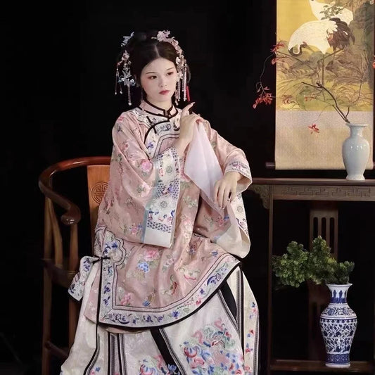 Late Qing Dynasty Ethnic Clothing Heavy Industry Printing Han Women's Hanfu Horse Face Skirt Girls Classic Summer Thin