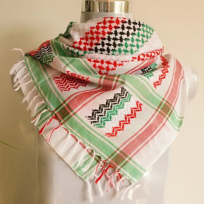 Islamic Print Scarf Unisex Lightweight Plaid Men Women Tassel Arab Desert Shemagh KeffIyeh Scarf Shawl Hijab Wrap Pashmina sjaal