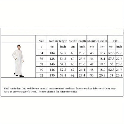 Men's Robe Qatari Stand Collar Robe Pocket Design Arabic Middle Eastern Men's Clothing
