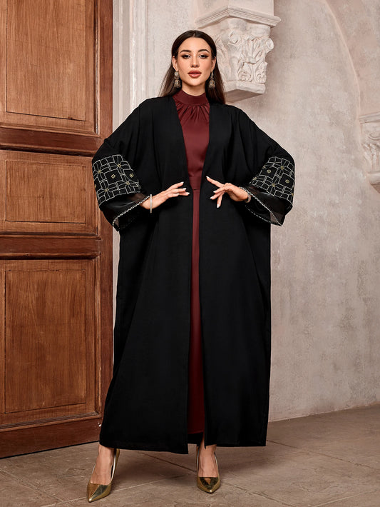 Muslim women Arabic Dubai Abaya Embroidery Long Dress Kaftan Modest Robe Femme Islam African Solid Soft Maxi Dresses Clothing ﻿
