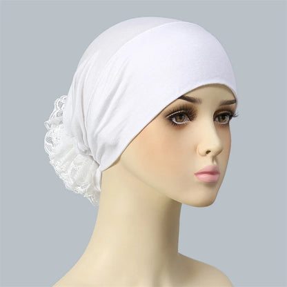 Ramadan Islamic Muslim Modal Cotton Underscarf Plain Lace Floral Wrinkle Hijab Head Scarves Tie Rope Turbans Head Bonne Caps