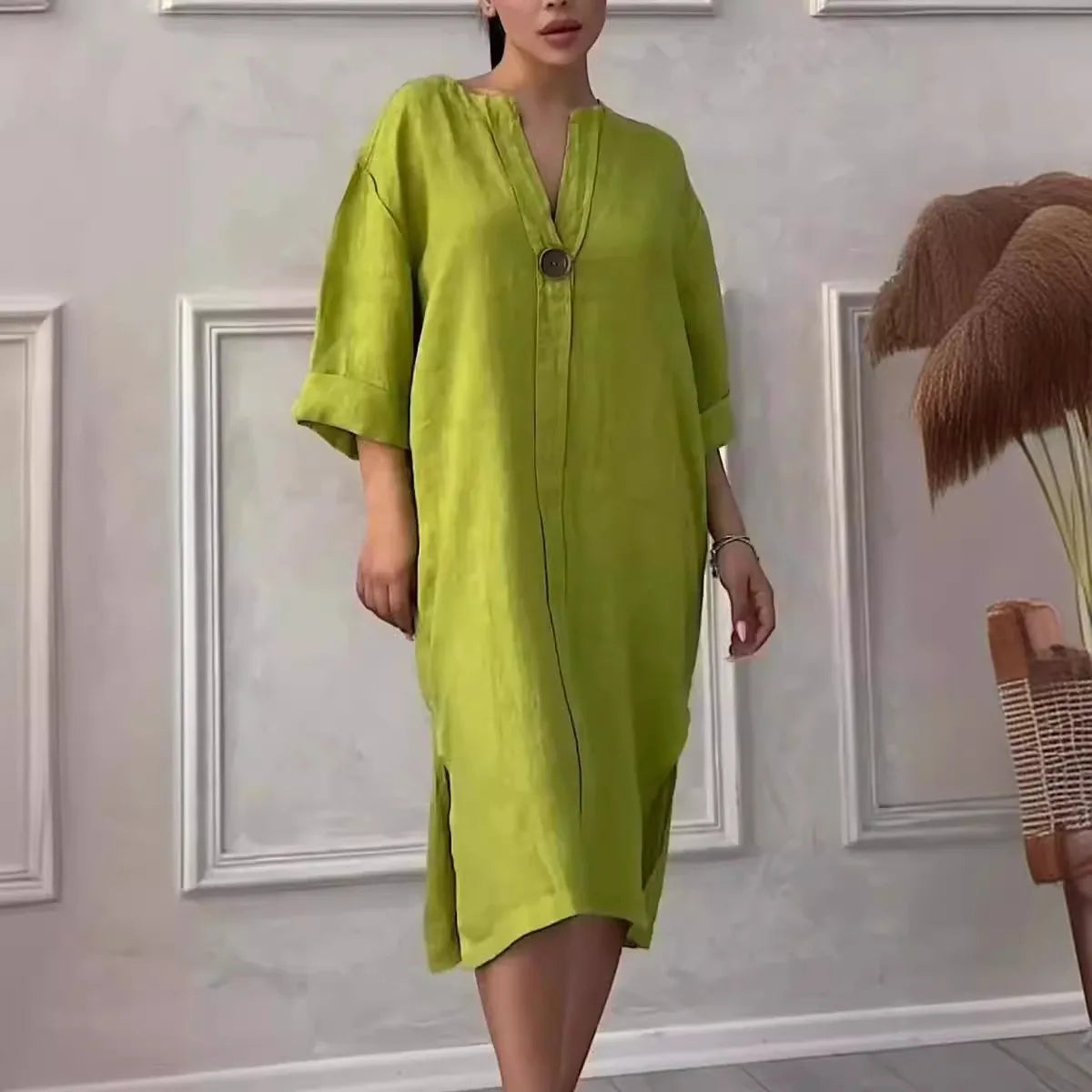 Y2k Long Sleeve Linen Maxi Dress Women Summer2024 Summer Casual Solid Color Party Loose Long Dresses Elegant Vestidos