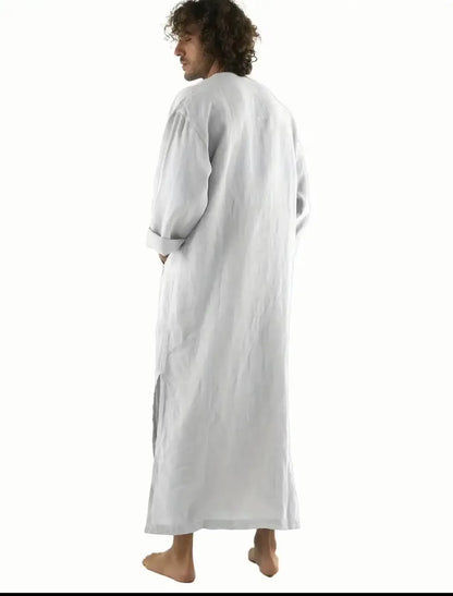 Muslim Robe Men Stand Collar Button Robe Saudi Arabia Kaftan Musulman Abaya Qamis Caftan Fashion Islam Dress Eid S-3XL 2024 New