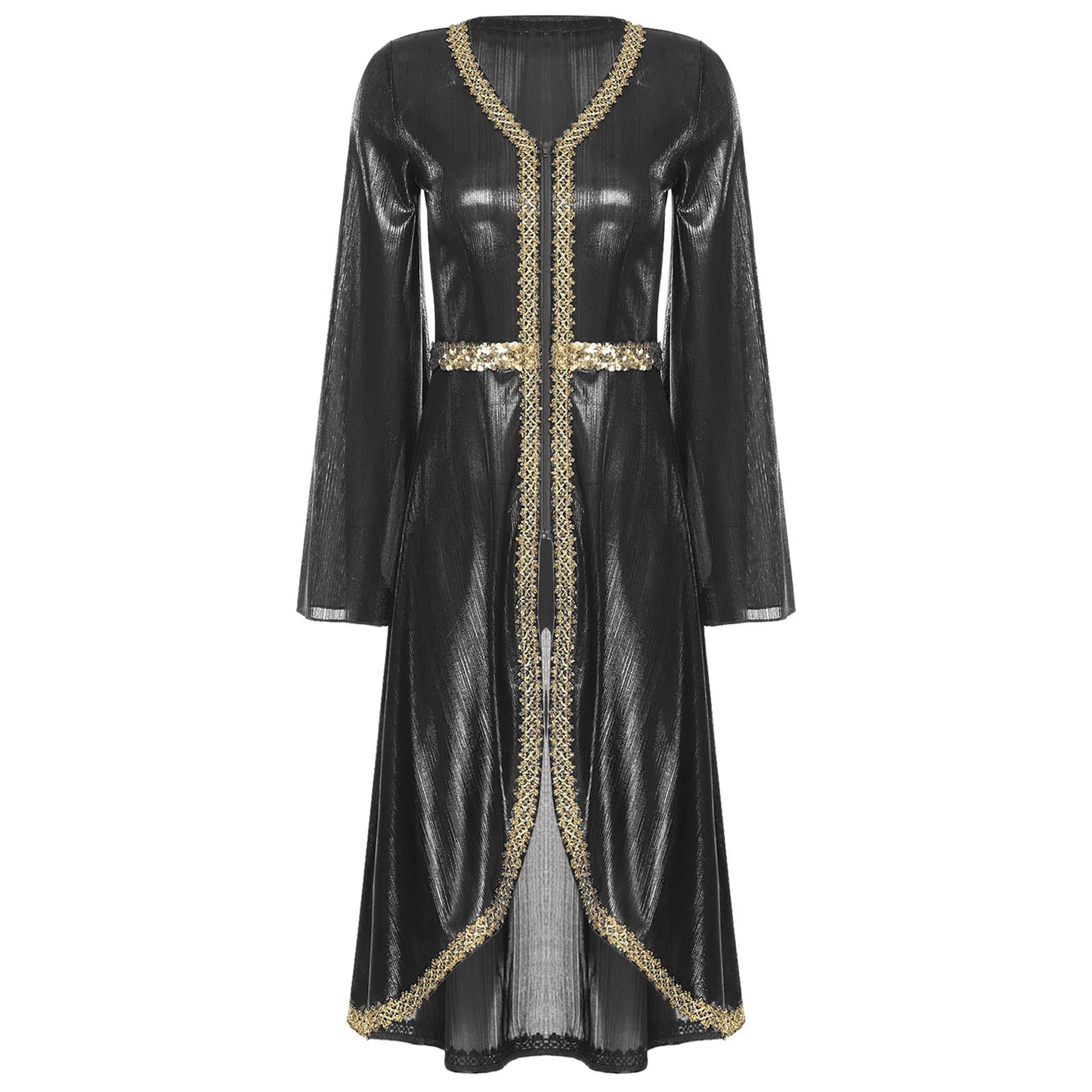 Women Muslim Abaya Dress Thobe Long Sleeve High Waist Embroidery Caftan Dress Islamic Dubai Moroccan Kaftan Fancy Eid Dress
