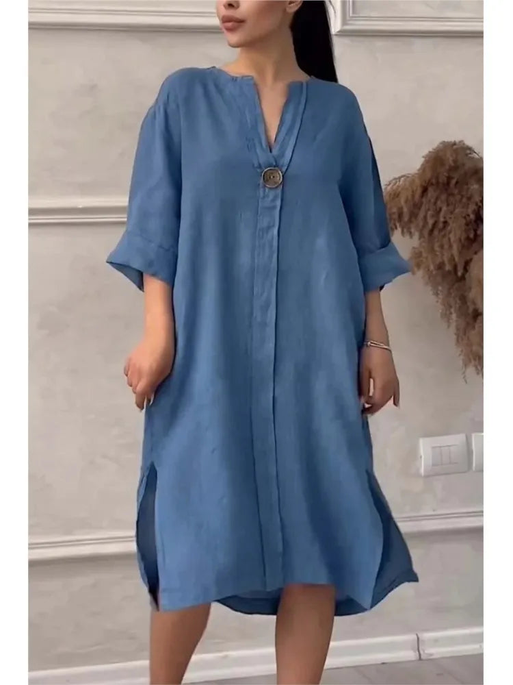 Y2k Long Sleeve Linen Maxi Dress Women Summer2024 Summer Casual Solid Color Party Loose Long Dresses Elegant Vestidos