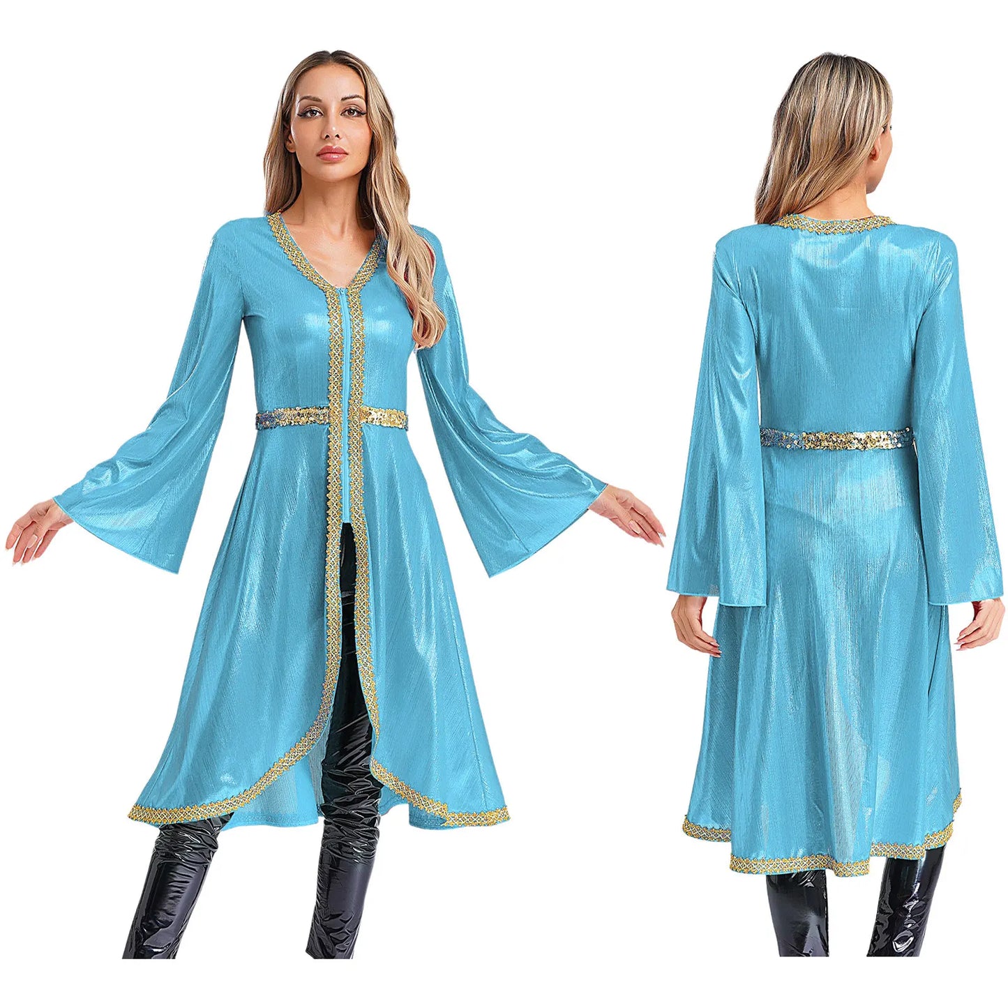 Women Muslim Abaya Dress Thobe Long Sleeve High Waist Embroidery Caftan Dress Islamic Dubai Moroccan Kaftan Fancy Eid Dress