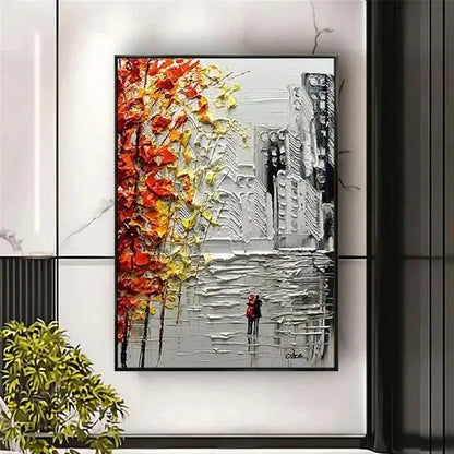 Handpainted Abstract Oil Painting on Canvas Rainy Day Wall Art for Home Living Room Salon Decor Unique Artwork for Modern Hom